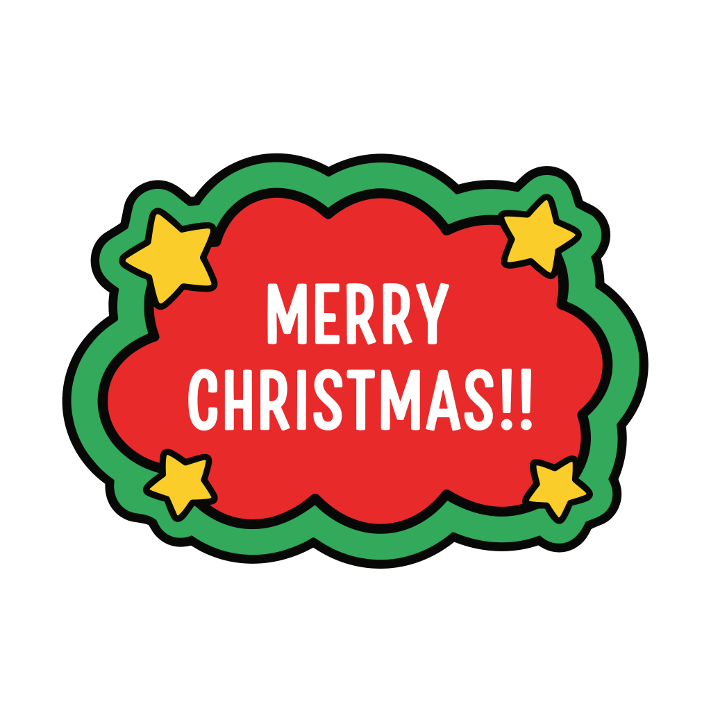 かわいいメリークリスマスのイラスト素材。簡単・無料でダウンロードできるアイコンタイプのフリー素材です。