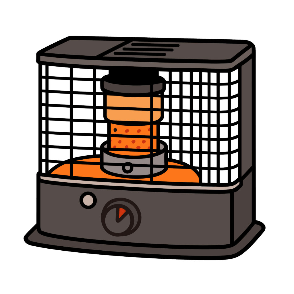 かわいい石油ストーブのイラスト素材。簡単・無料でダウンロードできるアイコンタイプのフリー素材です。