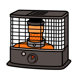 かわいい石油ストーブのイラスト素材。簡単・無料でダウンロードできるアイコンタイプのフリー素材です。
