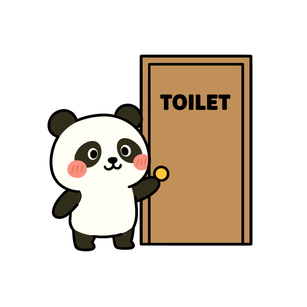 かわいいパンダのトイレイラスト素材。簡単・無料でダウンロードできるアイコンタイプのフリー素材です。