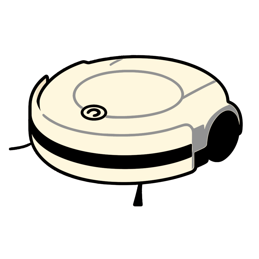 かわいいロボット掃除機のイラスト素材。簡単・無料でダウンロードできるアイコンタイプのフリー素材です。