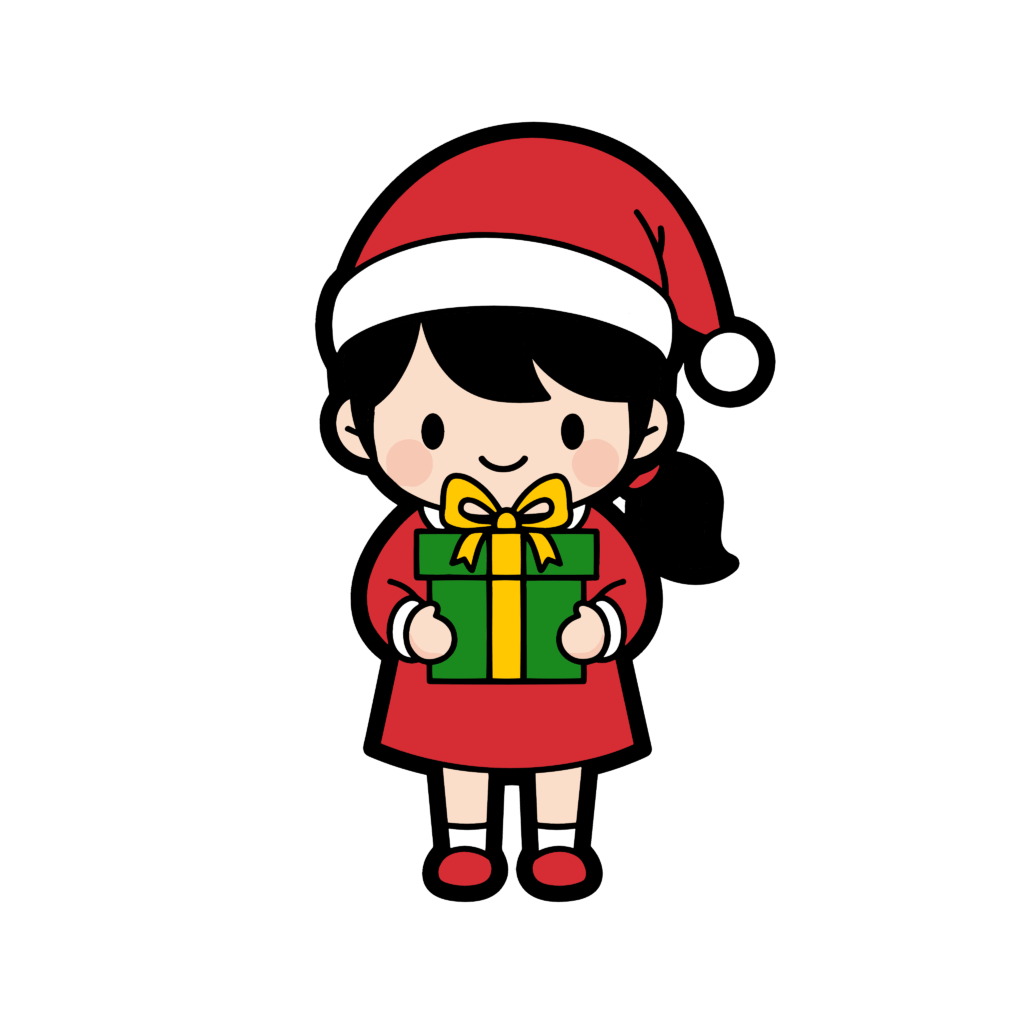 かわいいサンタの女の子のイラスト素材。簡単・無料でダウンロードできるアイコンタイプのフリー素材です。