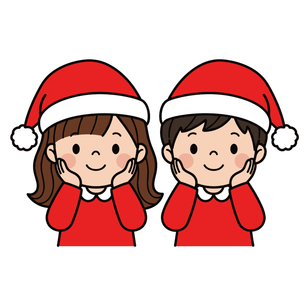 かわいいサンタ帽の子どもイラスト素材。簡単・無料でダウンロードできるアイコンタイプのフリー素材です。