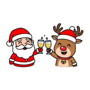 かわいいサンタとトナカイのイラスト素材。簡単・無料でダウンロードできるアイコンタイプのフリー素材です。