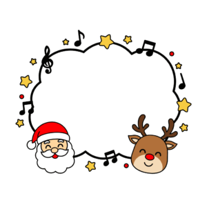 かわいいサンタとトナカイのフレームイラスト素材。簡単・無料でダウンロードできるアイコンタイプのフリー素材です。