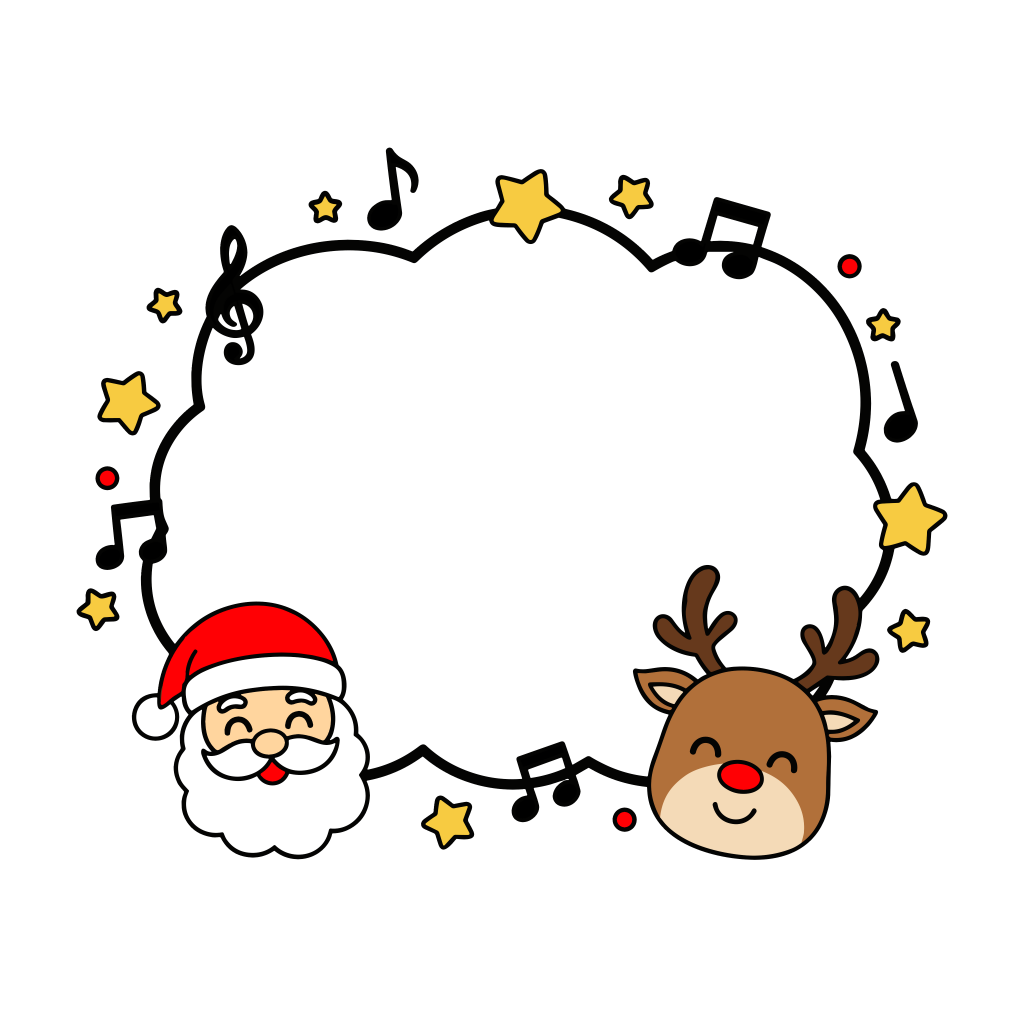 かわいいサンタとトナカイのフレームイラスト素材。簡単・無料でダウンロードできるアイコンタイプのフリー素材です。