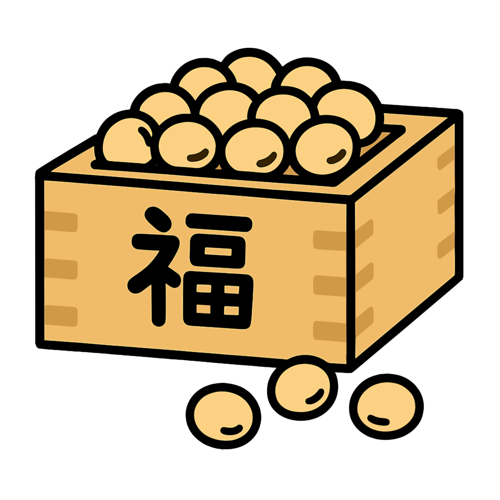 かわいい節分の豆まき升のイラスト素材。簡単・無料でダウンロードできるアイコンタイプのフリー素材です。