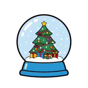 かわいいスノードーム（クリスマスツリー）のイラスト素材。簡単・無料でダウンロードできるアイコンタイプのフリー素材です。