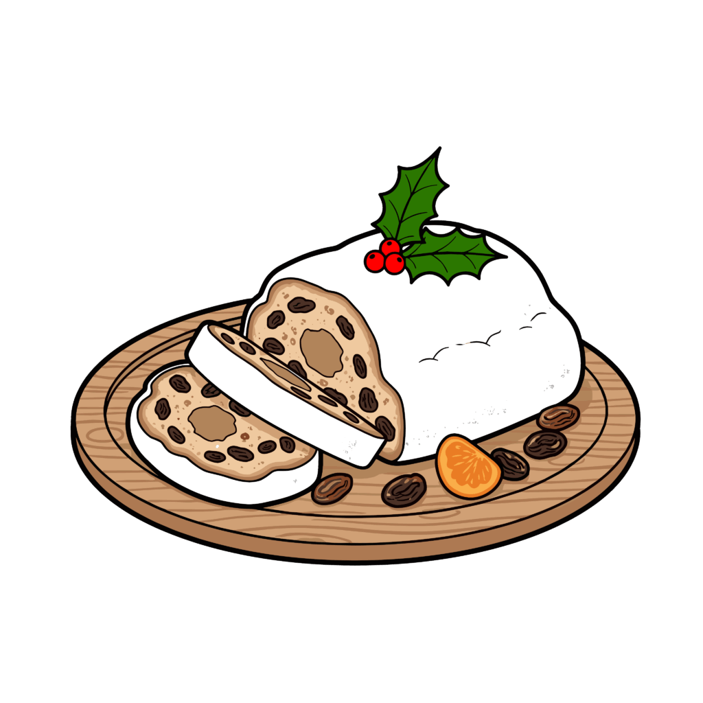 かわいいシュトーレンのイラスト素材。簡単・無料でダウンロードできるアイコンタイプのフリー素材です。