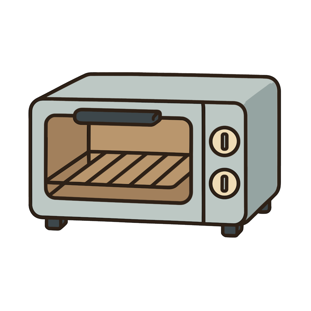 かわいいオーブントースターのイラスト素材。簡単・無料でダウンロードできるアイコンタイプのフリー素材です。