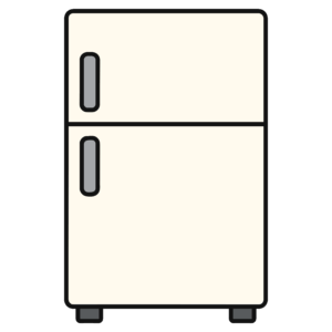 かわいい2段冷蔵庫のイラスト素材。簡単・無料でダウンロードできるアイコンタイプのフリー素材です。