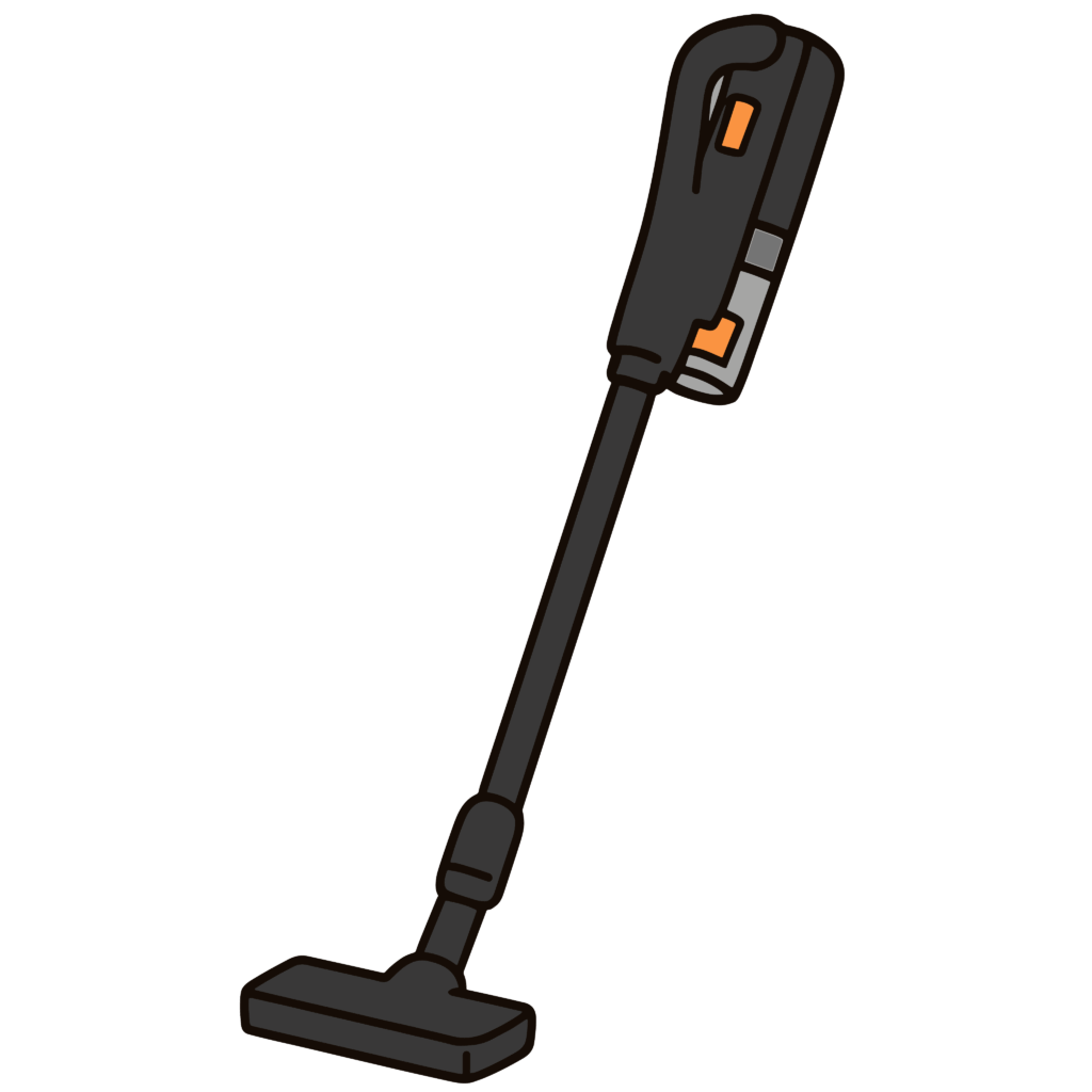 かわいい掃除機（スティック型）のイラスト素材。簡単・無料でダウンロードできるアイコンタイプのフリー素材です。