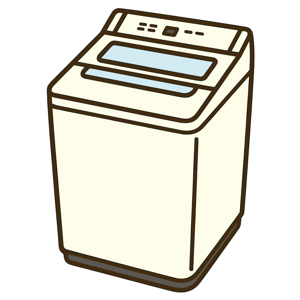 かわいい洗濯機（縦型）のイラスト素材。簡単・無料でダウンロードできるアイコンタイプのフリー素材です。