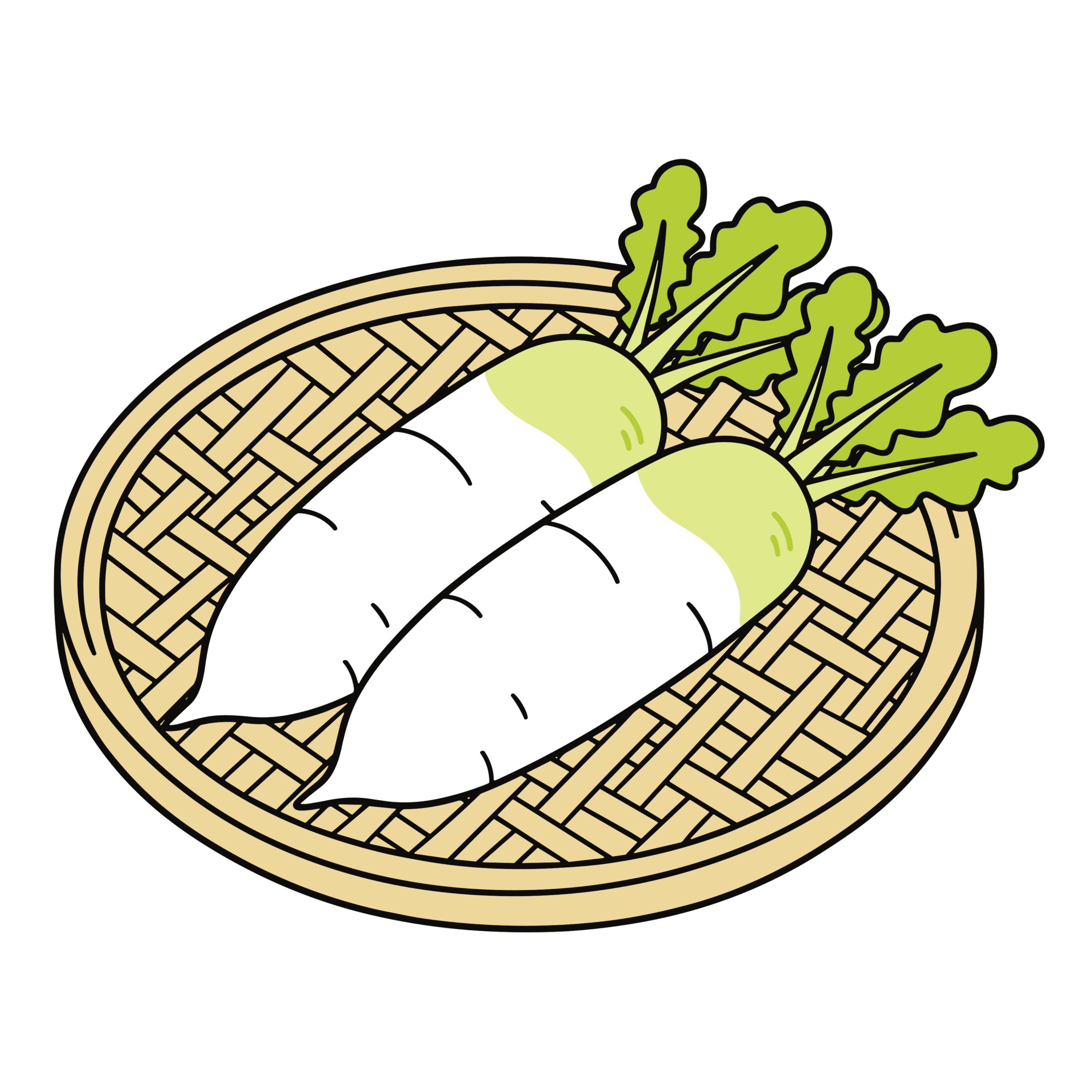 かわいい大根のイラスト素材。簡単・無料でダウンロードできるアイコンタイプのフリー素材です。