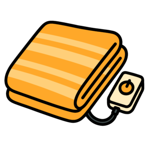 かわいい電気毛布のイラスト素材。簡単・無料でダウンロードできるアイコンタイプのフリー素材です。