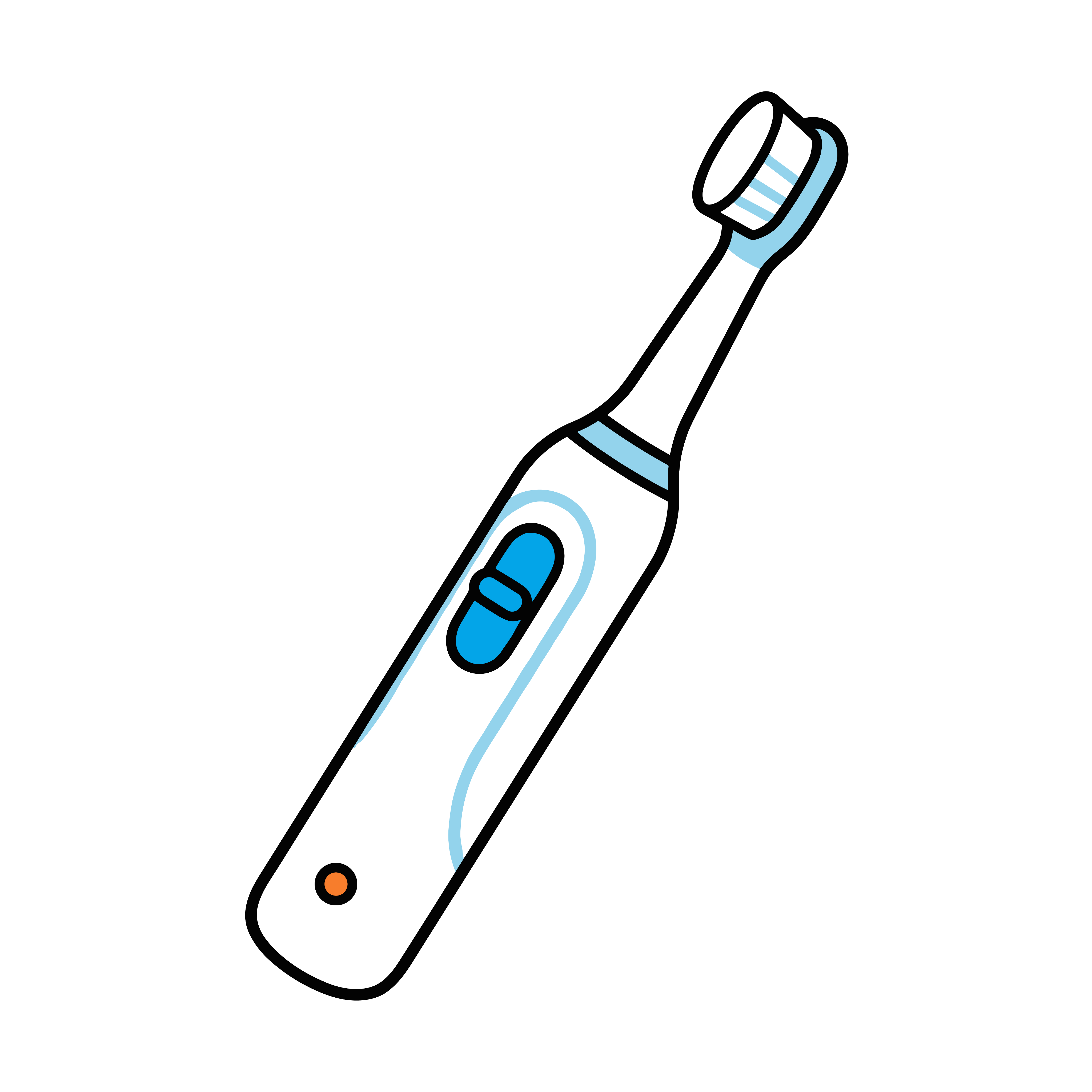 簡単・無料でダウンロードできる、かわいい電動歯ブラシのイラスト素材です。清潔感のある背景透過PNGで、アイコンにも使えます。