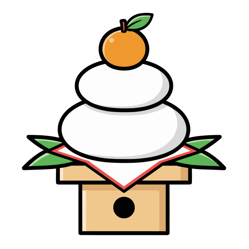 かわいい鏡もちのイラスト素材。簡単・無料でダウンロードできるアイコンタイプのフリー素材です。