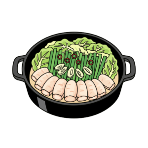 もつ鍋のイラスト素材。簡単・無料でダウンロードできる、アイコンとしても使いやすいフリー素材です。