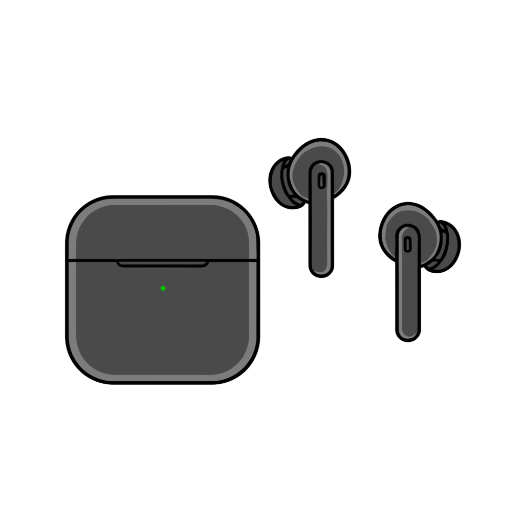 かわいいワイヤレスイヤホンのイラスト素材。簡単・無料でダウンロードできるアイコンタイプのフリー素材です。