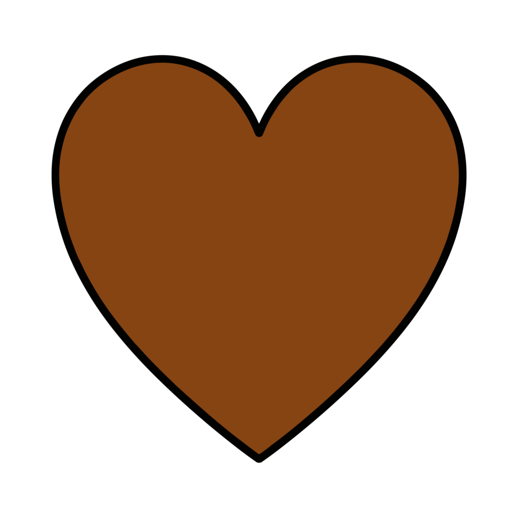 バレンタインに使いやすい、かわいい茶色のハートイラスト。チョコレート風のシンプルなフリー素材です。
