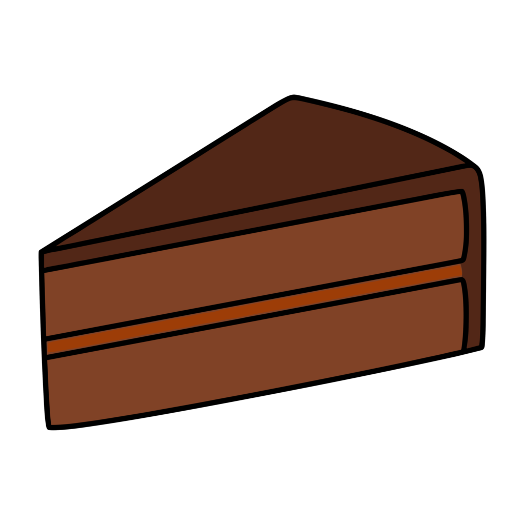 バレンタインに使いやすい、チョコレートケーキの一切れイラスト。シンプルでかわいいフリー素材です。