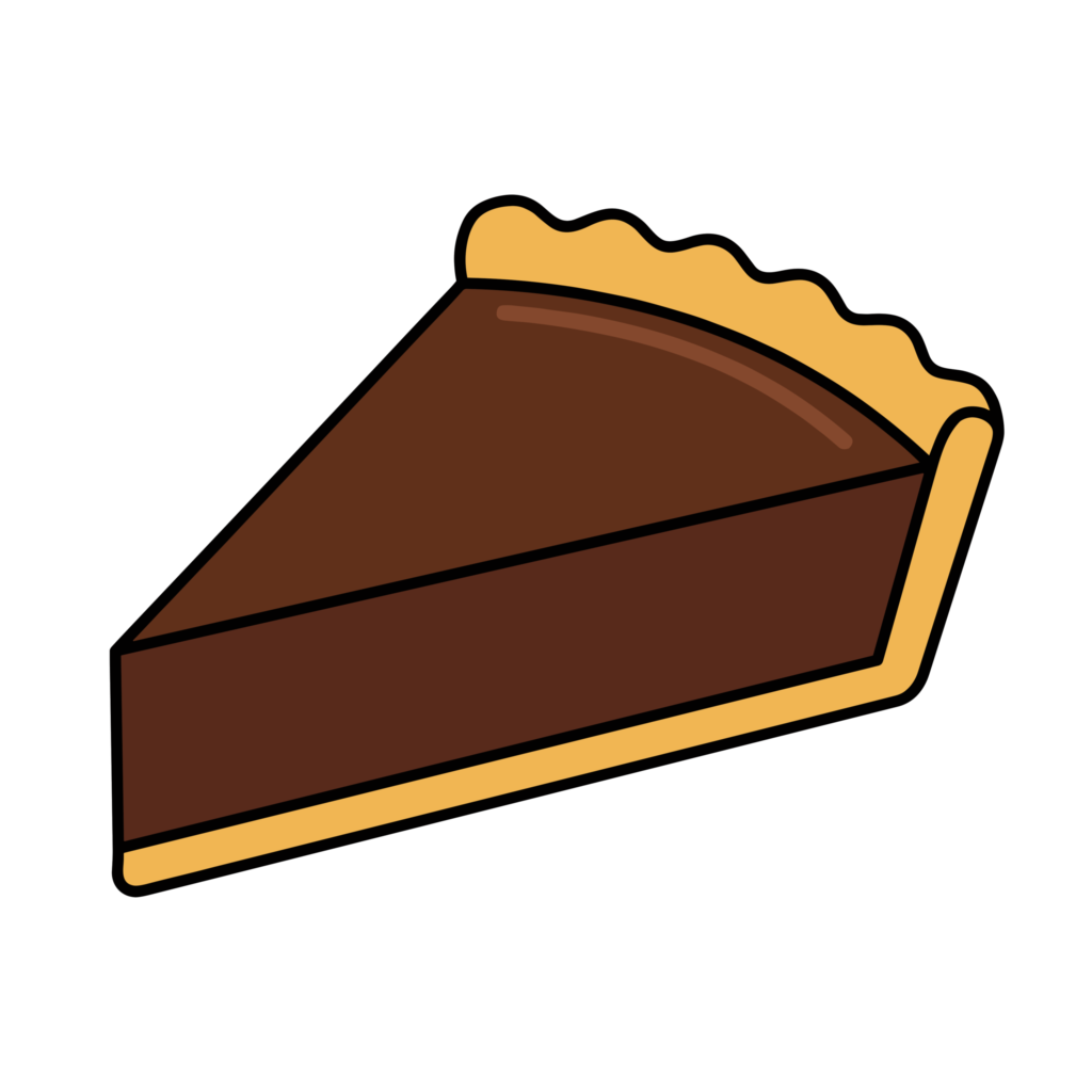 バレンタインに使いやすい、チョコレートタルトの一切れイラスト。かわいいスイーツ素材です。