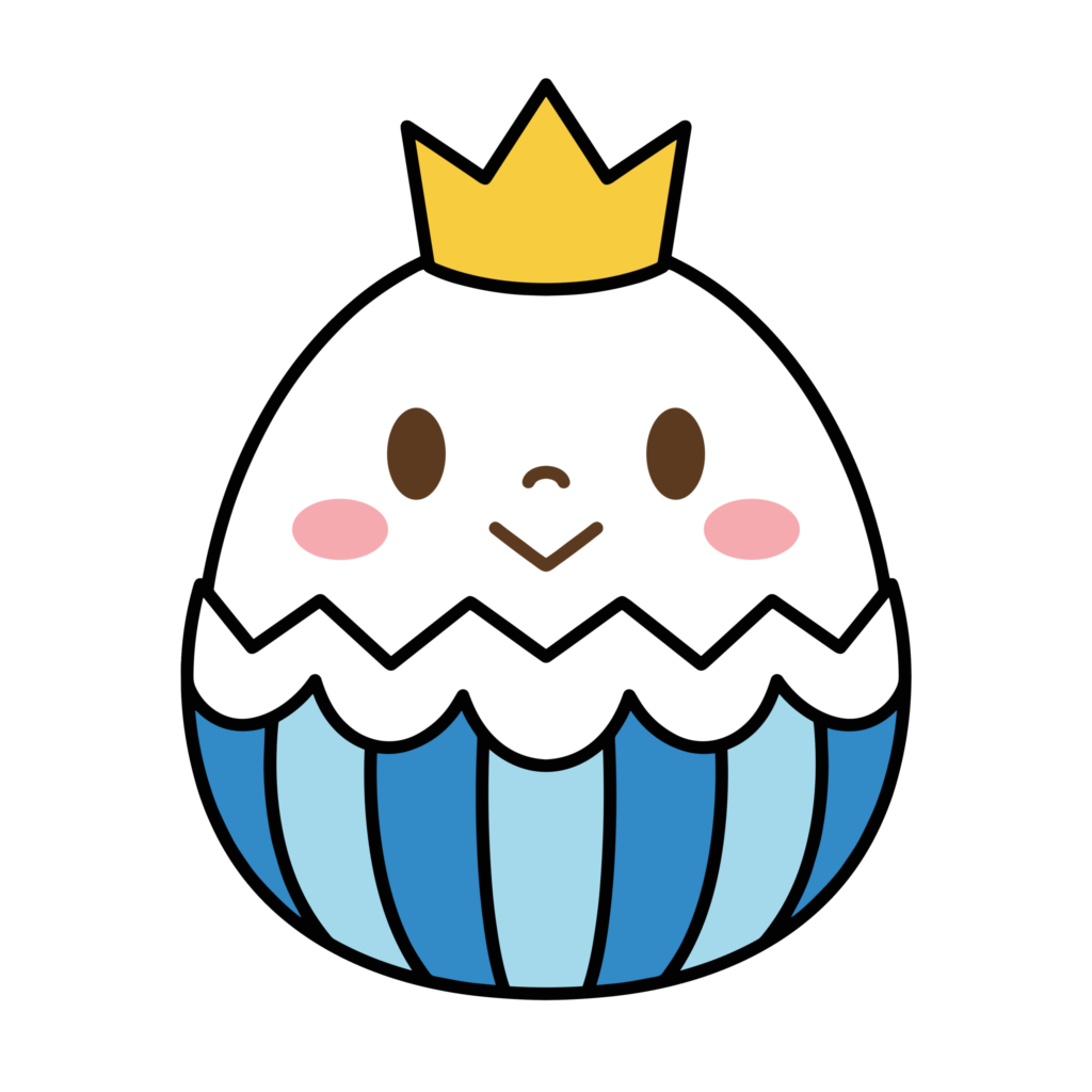 王冠をかぶったかわいいイースターエッグのひよこイラスト