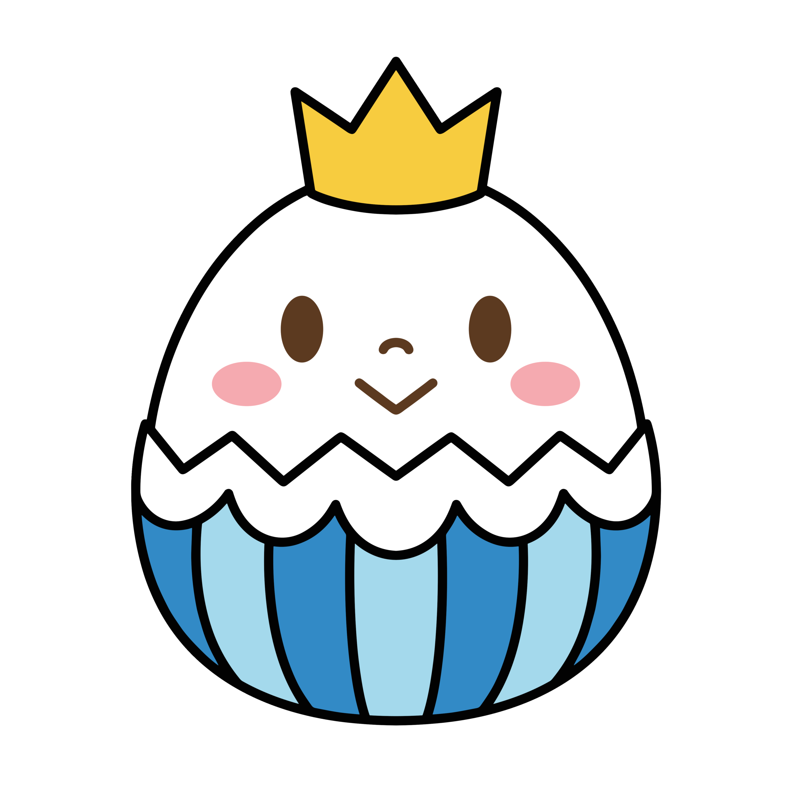 王冠をかぶったかわいいイースターエッグのひよこイラスト