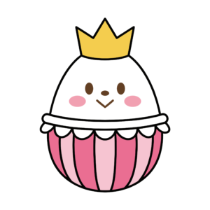 王冠をかぶったかわいいピンク色のイースターエッグひよこイラスト