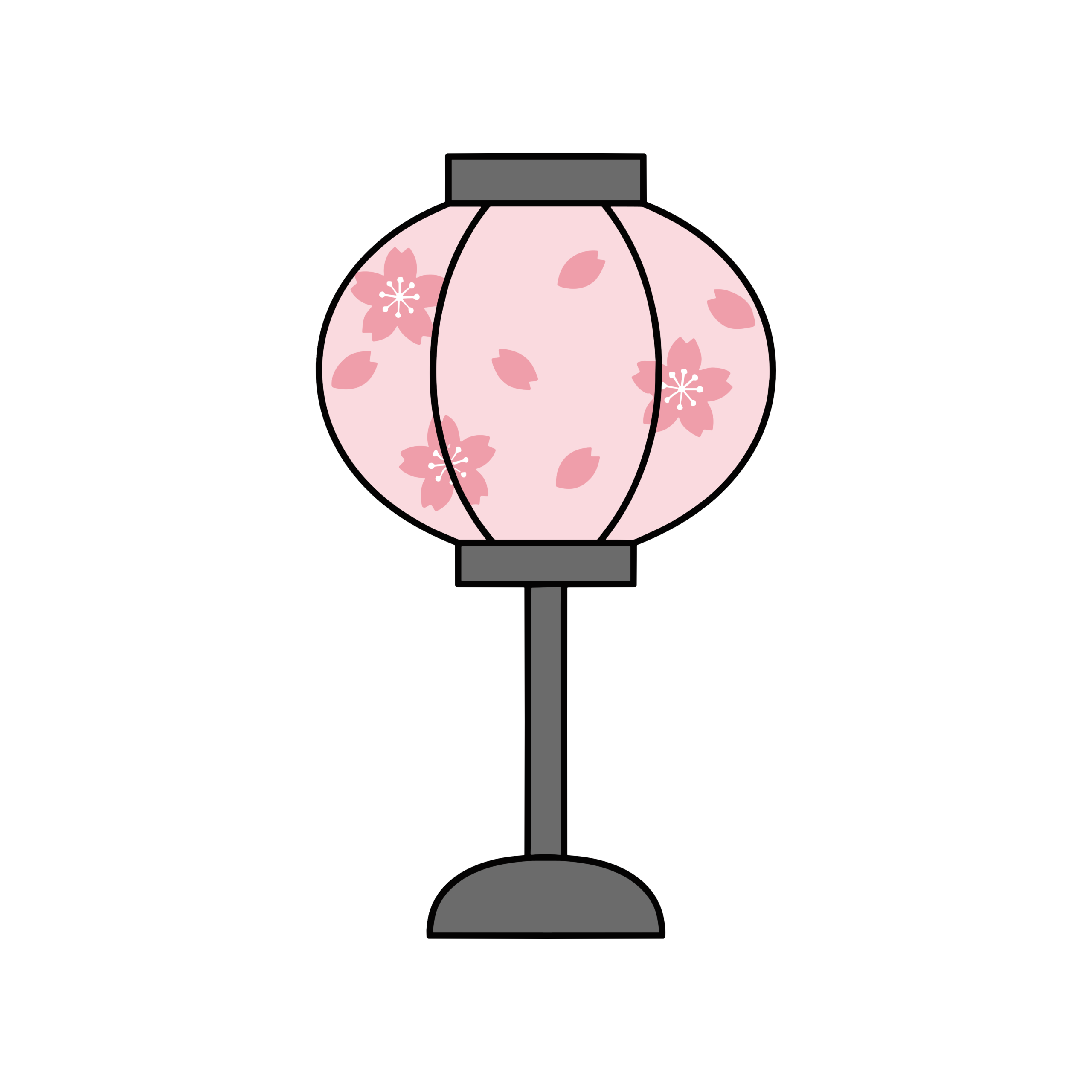 ひな祭りに使えるかわいいぼんぼりのイラスト。桜模様入りのピンク色の背景透過PNG素材