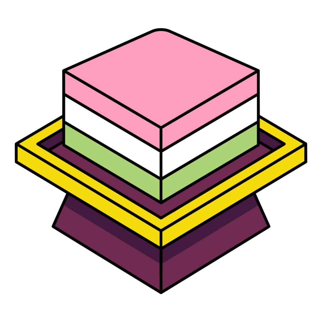 ひな祭りに使えるかわいい菱餅のイラスト。ピンク・白・緑の三色で描かれた背景透過PNG素材