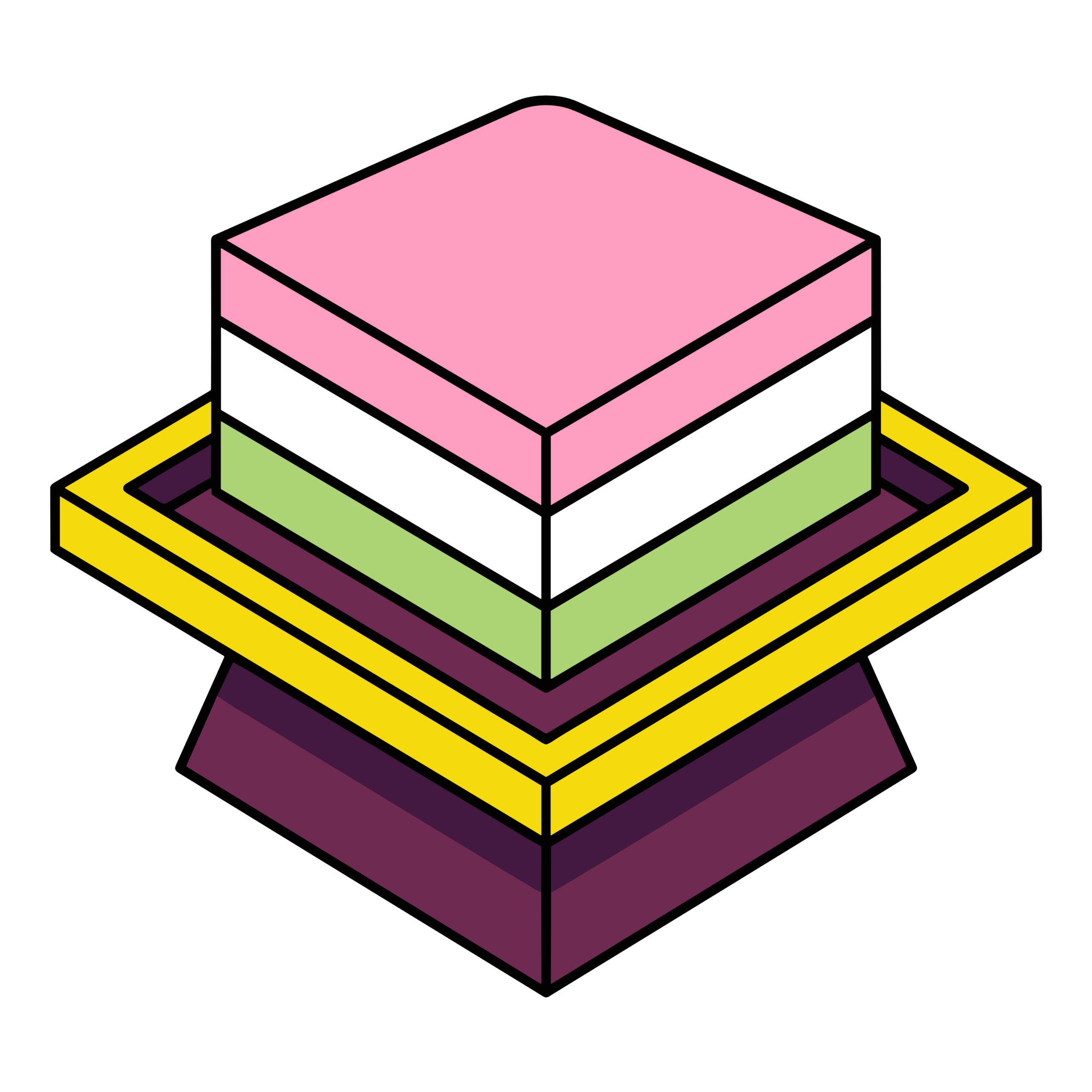 ひな祭りに使えるかわいい菱餅のイラスト。ピンク・白・緑の三色で描かれた背景透過PNG素材