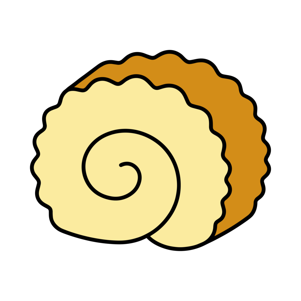 伊達巻をかわいく描いたイラスト。おせち料理として使いやすい背景透過デザイン