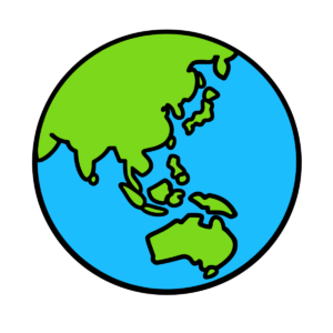 青と緑で描いたのかわいいイラスト。簡単に使える背景透過PNGの無料フリー素材です。