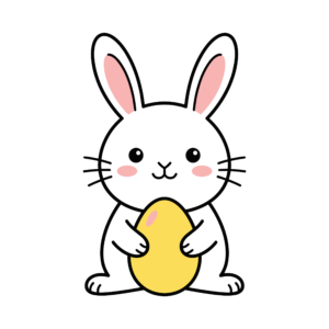 黄色い卵を持ったかわいいウサギのイースターイラスト