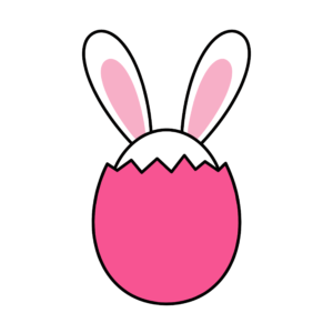卵の殻からウサギの耳が出ているかわいいイースターイラスト