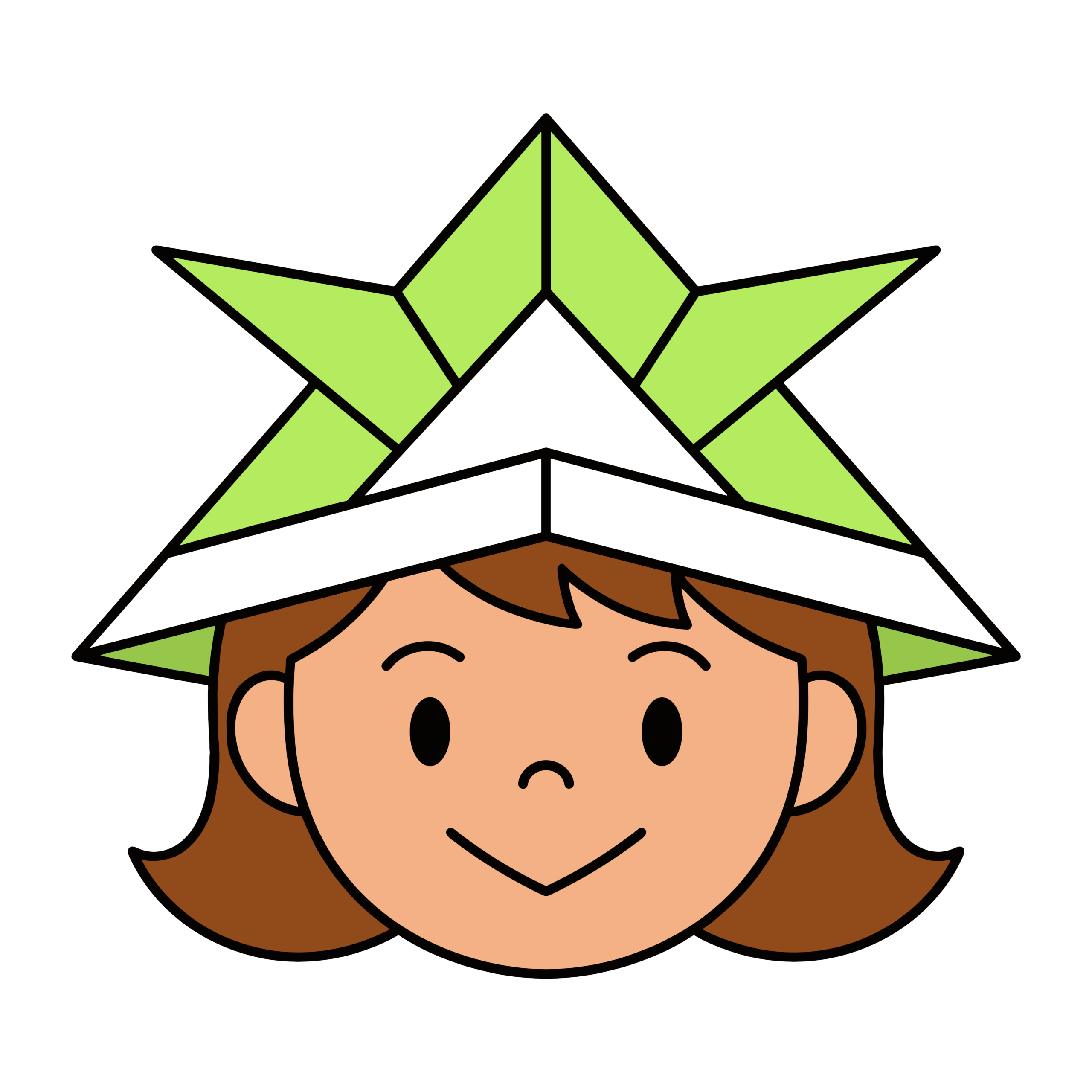 折り紙のかぶとをかぶった女の子のかわいいイラスト。端午の節句やこどもの日に使いやすいフリー素材です。