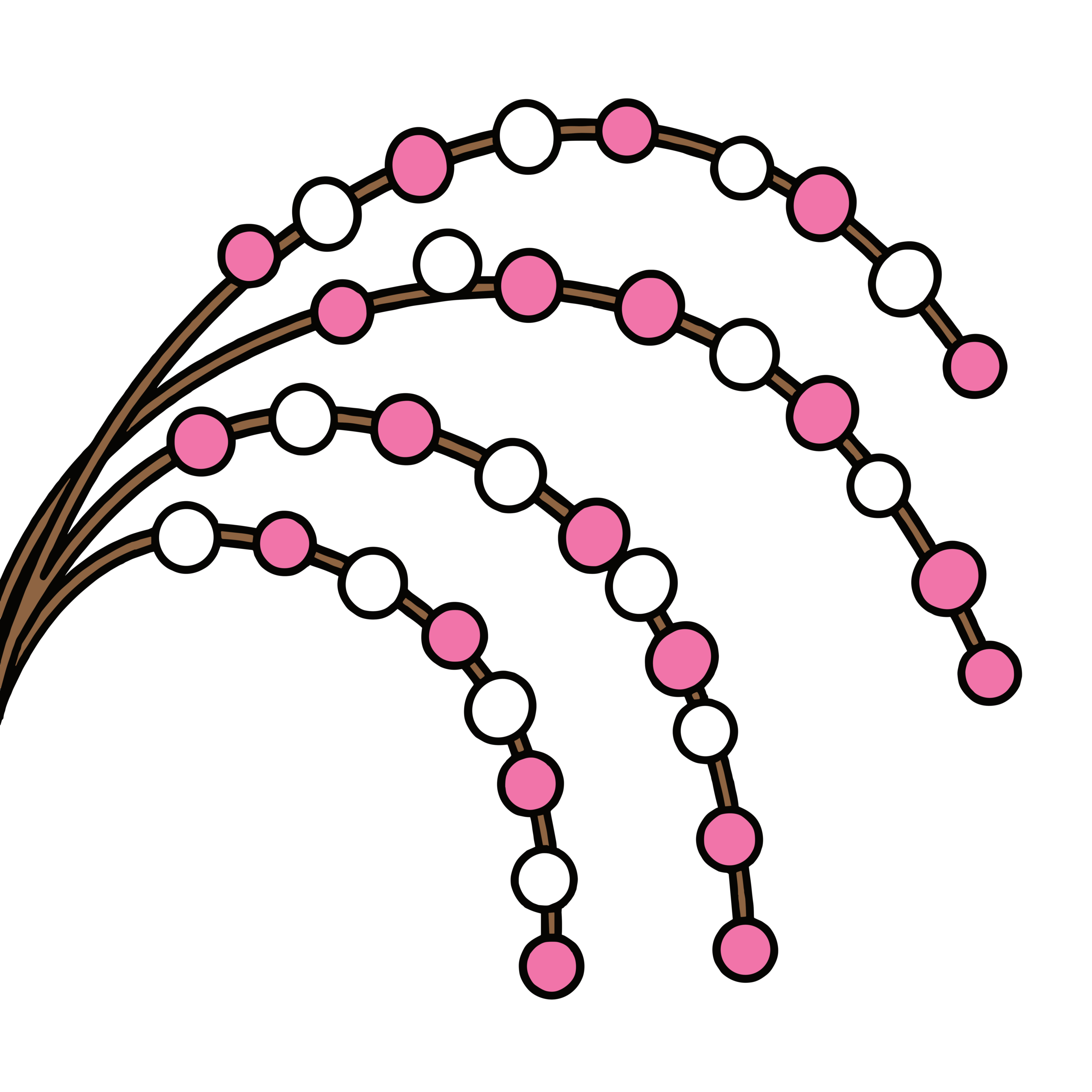 枝に赤と白の餅を飾った花餅のかわいいイラスト。お正月や小正月に使いやすい和風フリー素材です。
