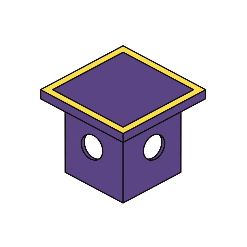 ひな祭りに使える貝桶のイラスト。紫色で金縁の装飾が施された背景透過PNG素材