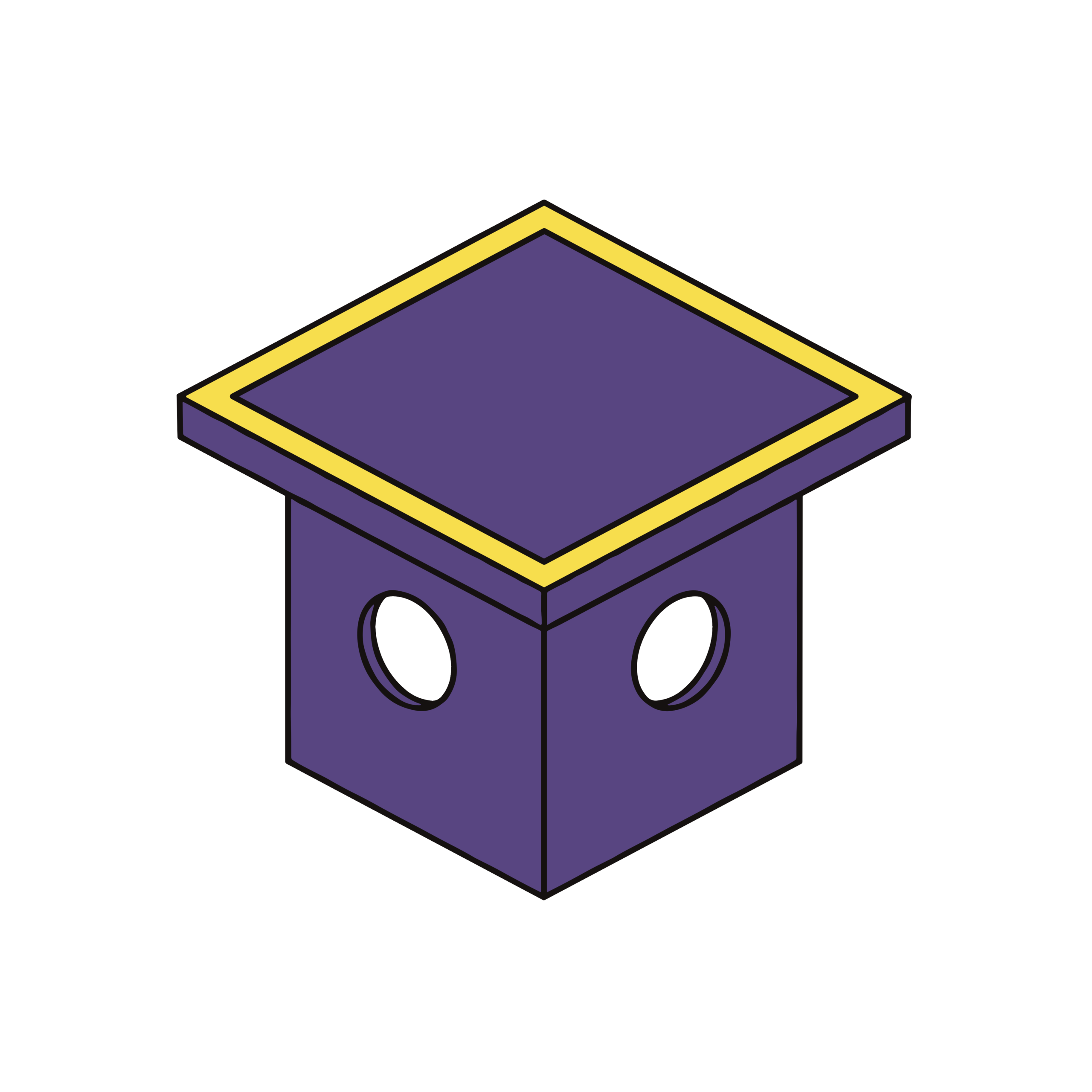 ひな祭りに使える貝桶のイラスト。紫色で金縁の装飾が施された背景透過PNG素材