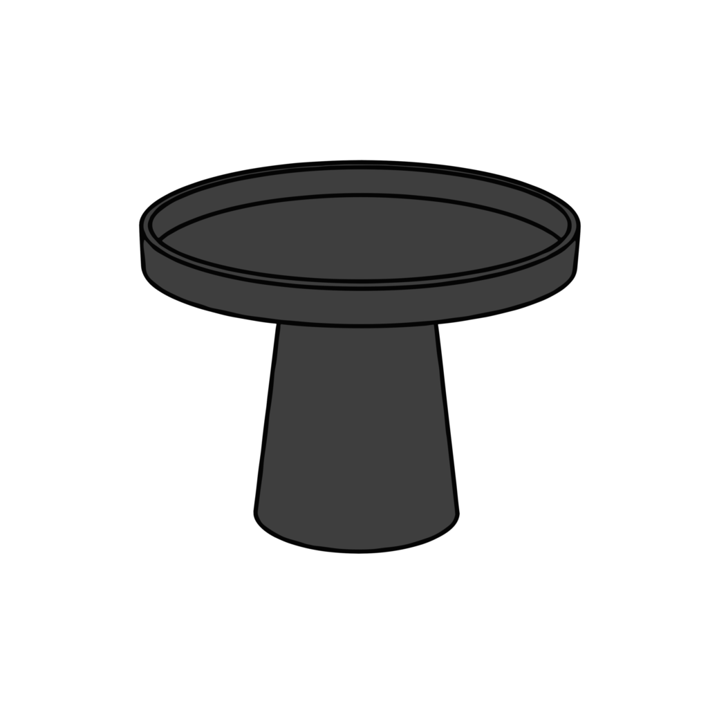 ひな祭りに使える高坏のイラスト。ひなあられや菱餅をのせられる黒色の台座の背景透過PNG素材