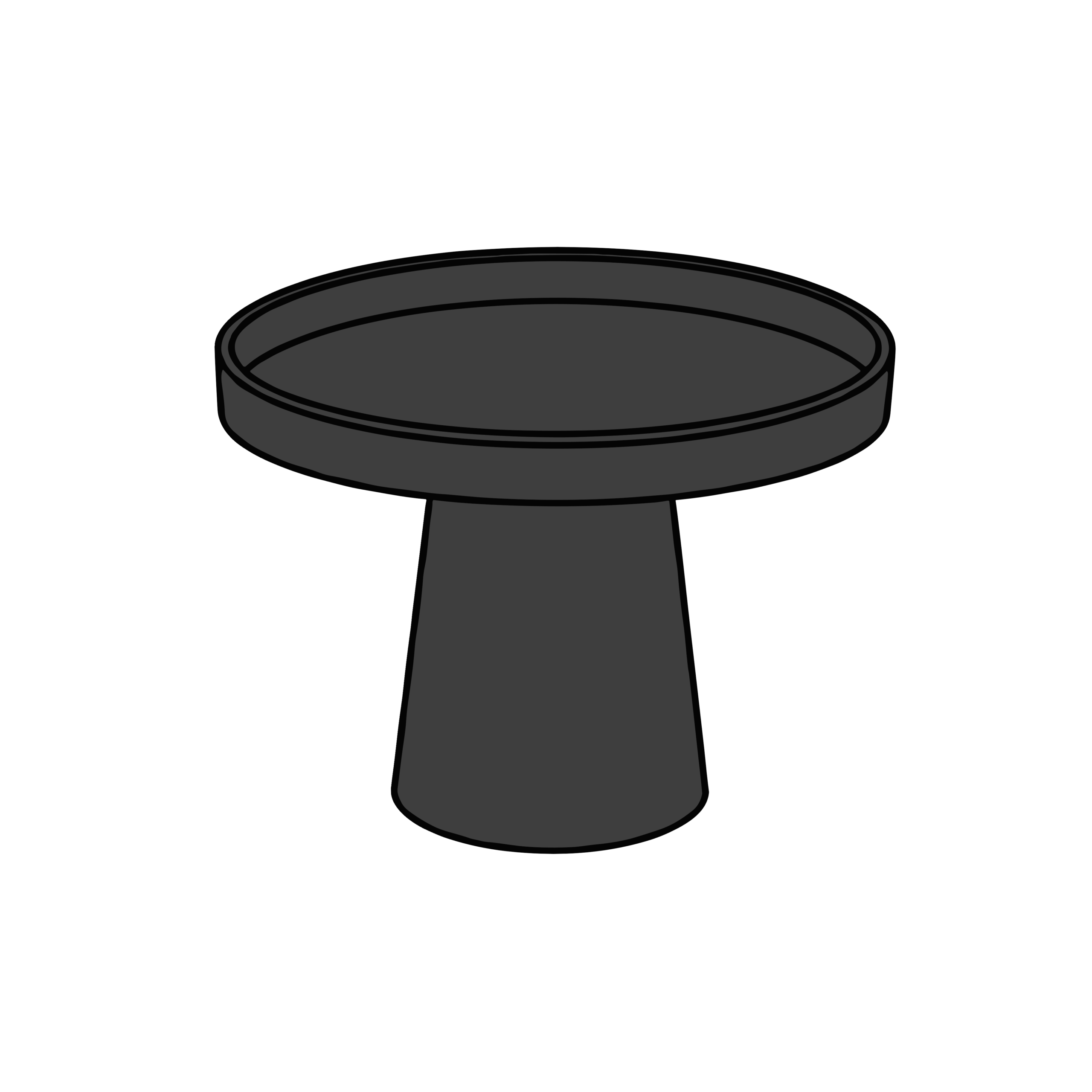 ひな祭りに使える高坏のイラスト。ひなあられや菱餅をのせられる黒色の台座の背景透過PNG素材