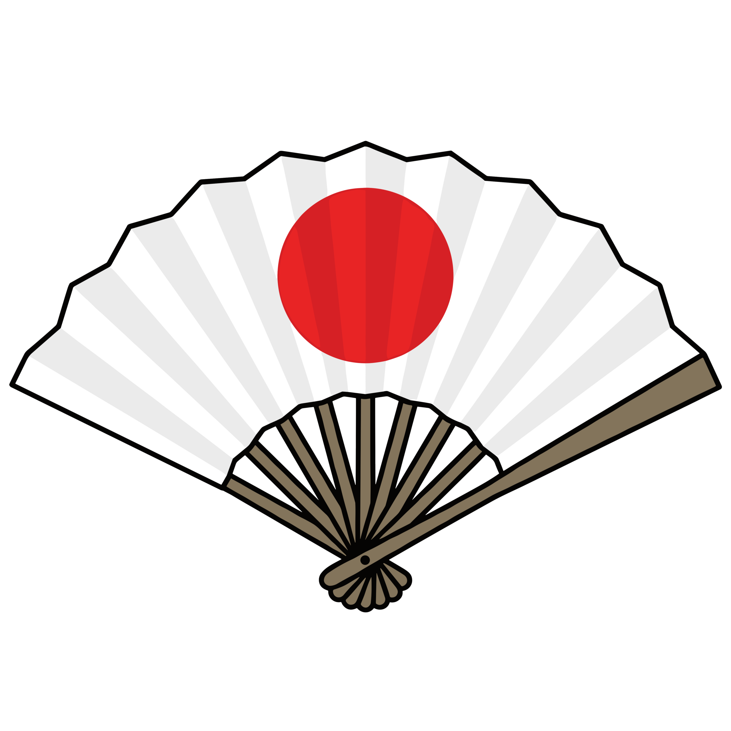 日の丸が描かれた扇子のイラスト。正月や祝いに使いやすい背景透過PNG素材