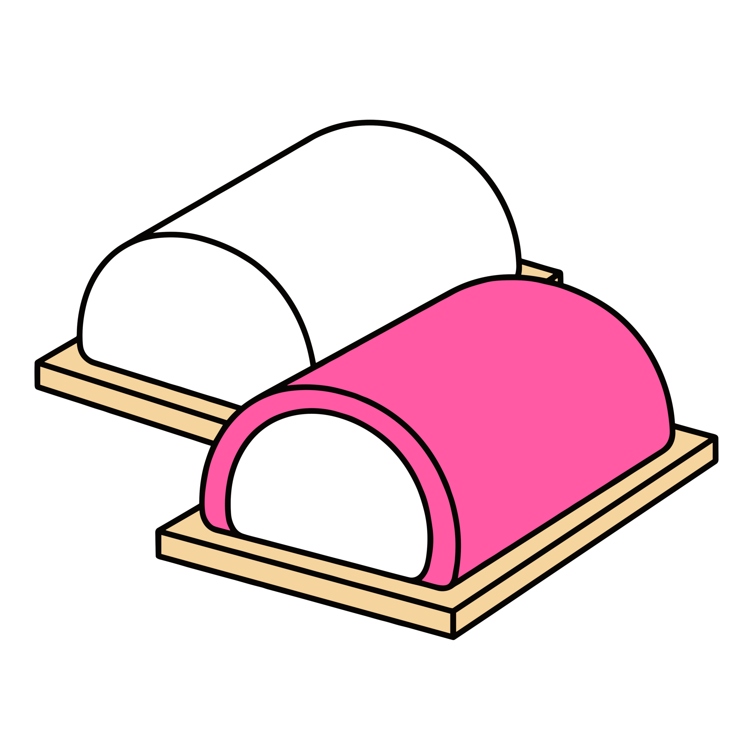 赤と白のかわいいかまぼこのイラスト。お正月料理や祝い膳に使いやすい和風フリー素材です。