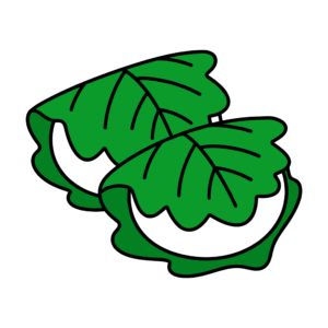 柏の葉で包まれた柏餅のかわいいイラスト。端午の節句やこどもの日に使いやすい和風フリー素材