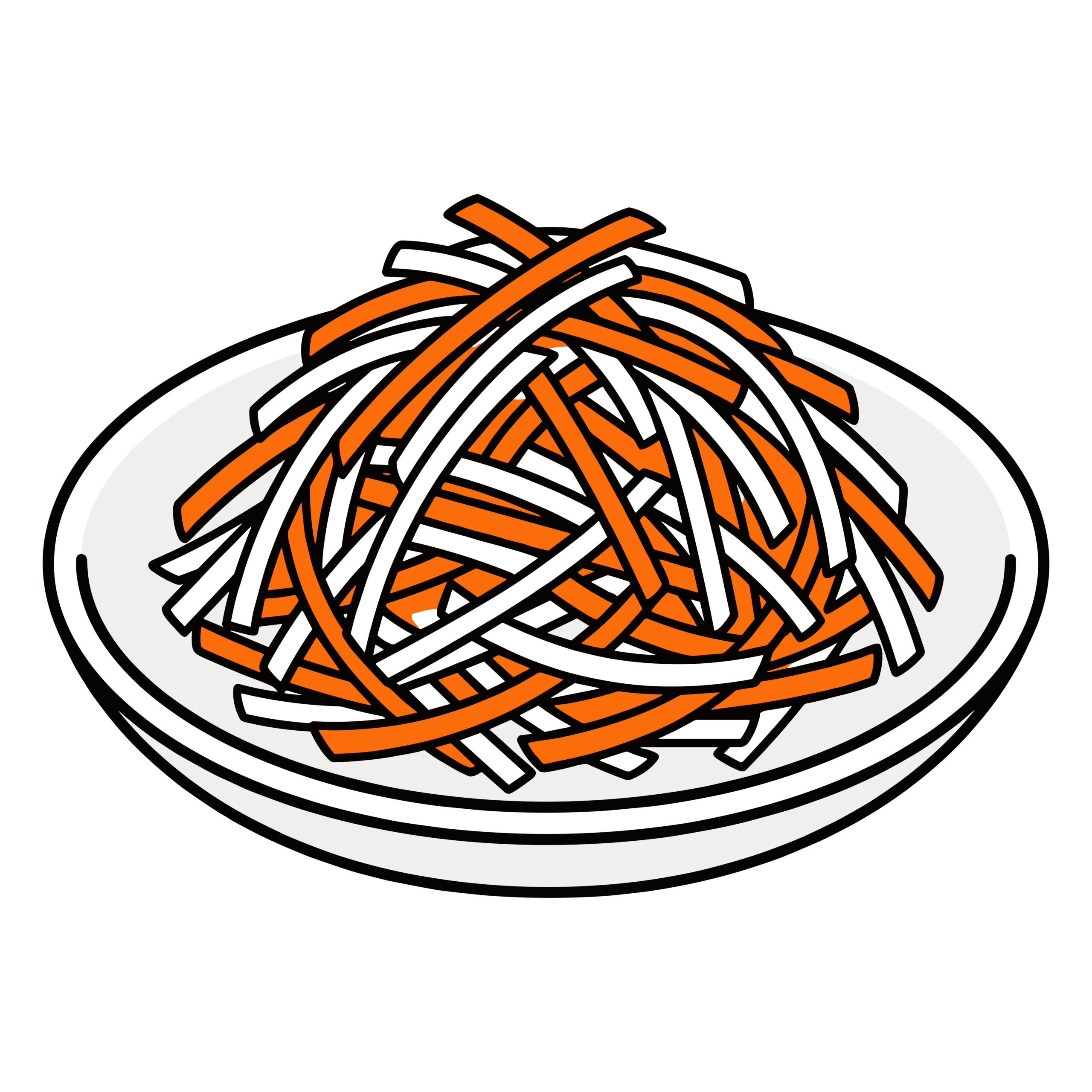 大根とにんじんを使った紅白なますのかわいいイラスト。おせち料理やお正月に使いやすい縁起の良いフリー素材です。