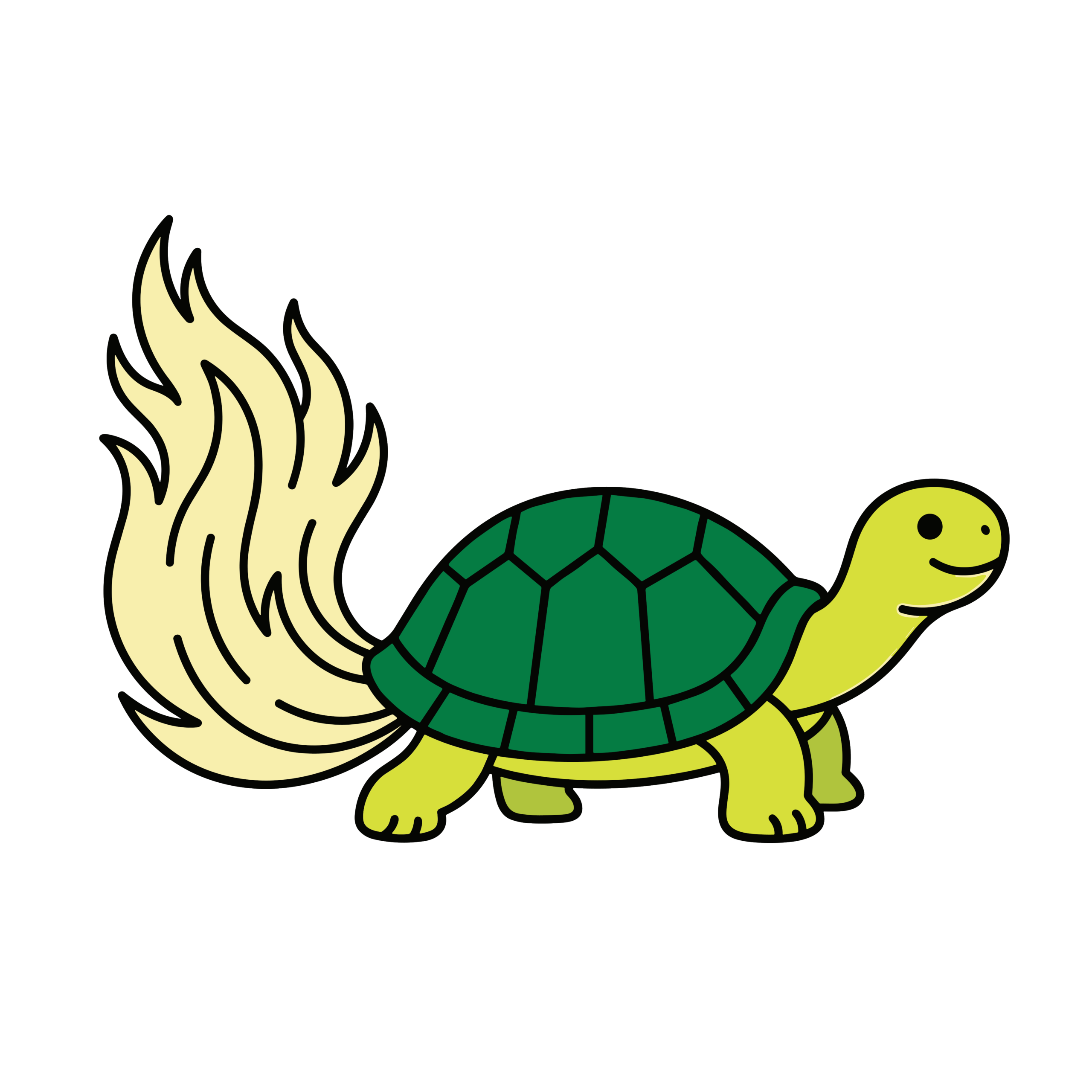 長い尾を持つ蓑亀のイラスト。長寿や縁起を表す背景透過PNG素材