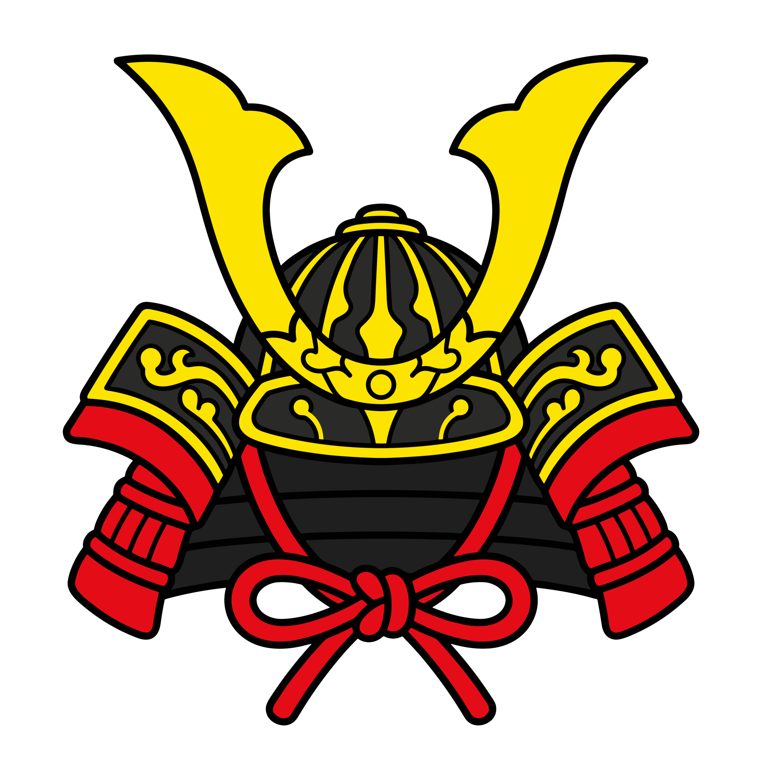 金色の鍬形がついた兜のかっこいいイラスト。端午の節句やこどもの日に使いやすい武将風フリー素材です。