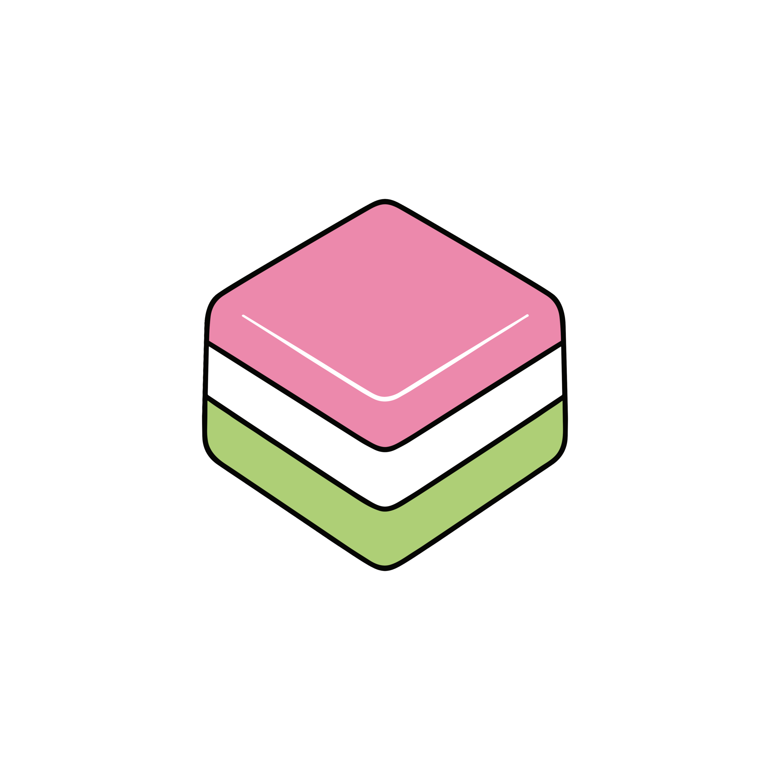 ひな祭りに使えるシンプルでかわいい菱餅のイラスト。ピンク・白・緑の三色の背景透過PNG素材