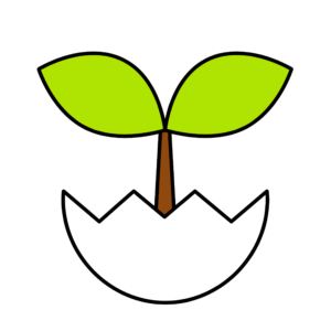 割れた卵から芽が出ているかわいいイラスト